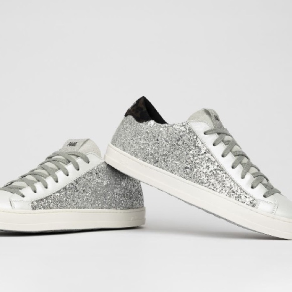 P448 John Ginerva Silver Glitter Low Top Sneakers